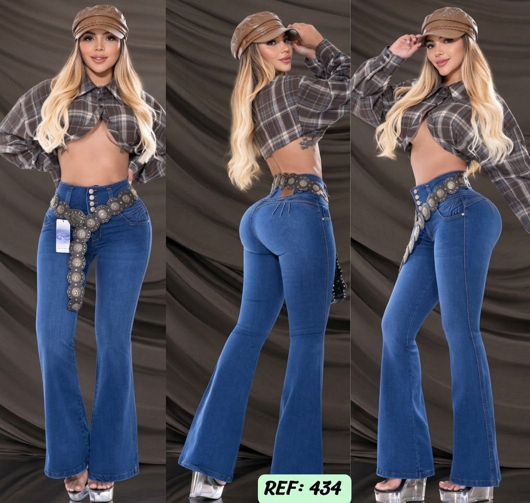 Jeans Levanta Cola Bota Campana Ref 434