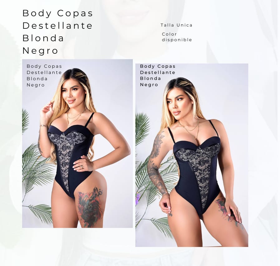 Body Copas Destellante Blonda Negro