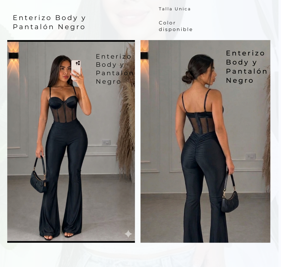 Enterizo Body y Pantalon Negro