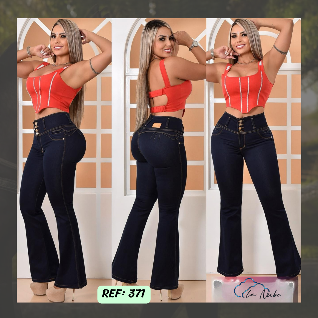 Jeans Levanta Cola Bota Campana Ref 371
