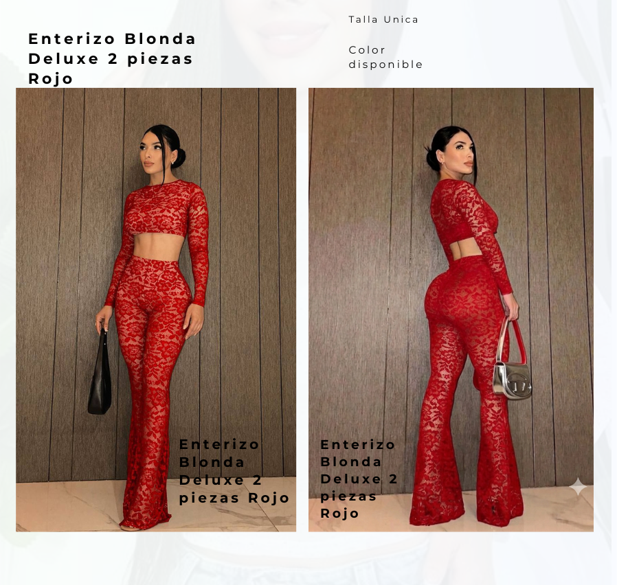 Enterizo Blonda Deluxe 2 piezas Rojo