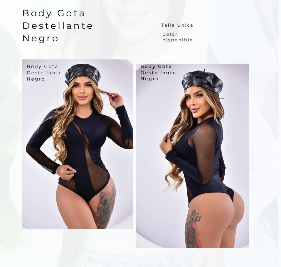 Body Gota Destellante Negro