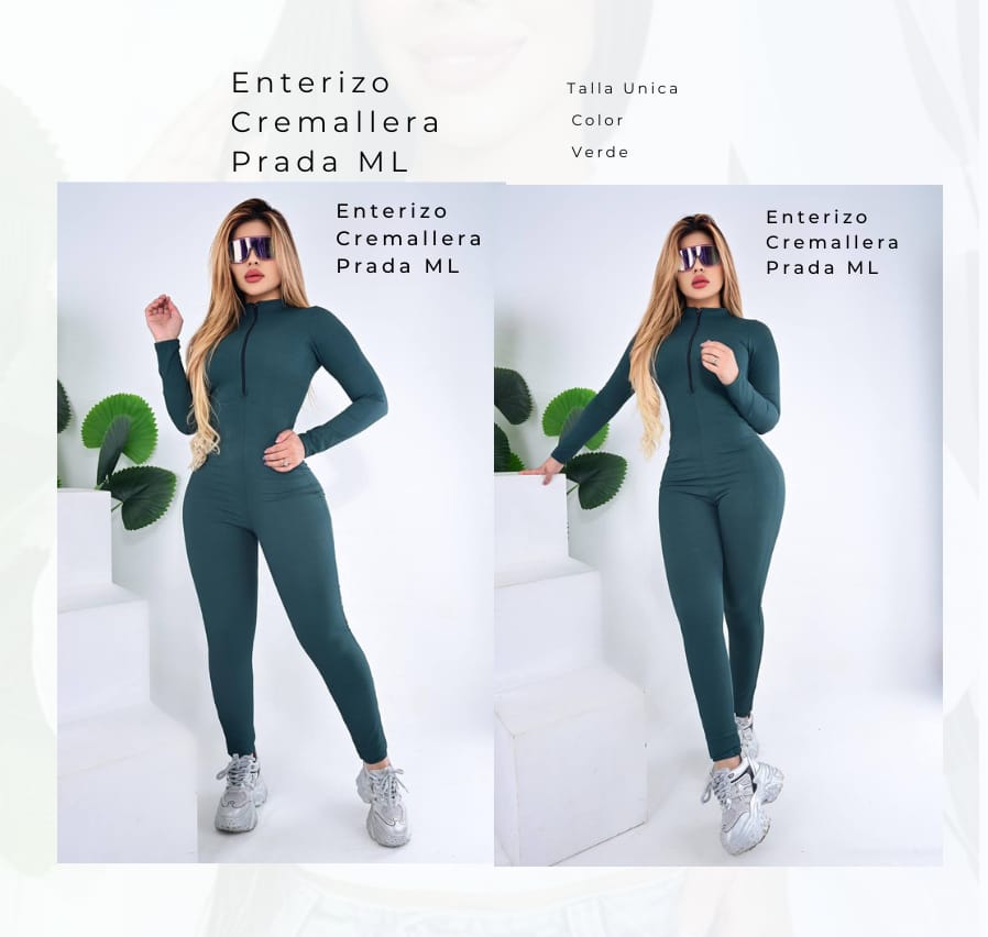 Enterizo Cremallera Prada MC Verde