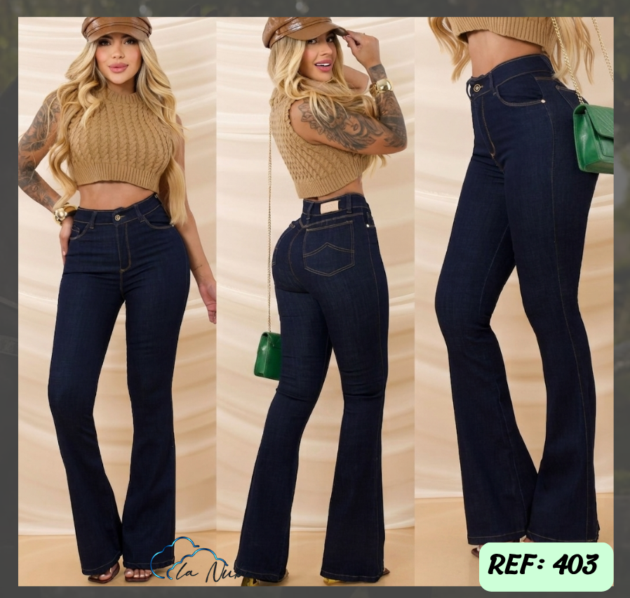 Jeans Levanta Cola Bota Campana Ref 403