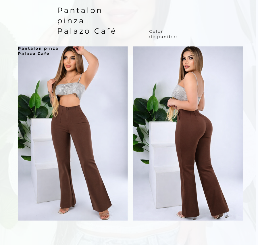 Pantalon Pinza Palazo Café Oscuro
