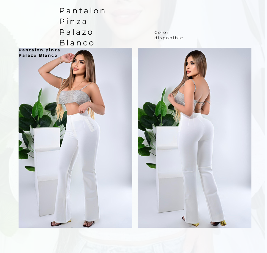 Pantalon Pinza Palazo Blanco- Crema