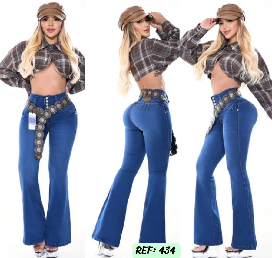 Jeans Levanta Cola Bota Campana Ref 434