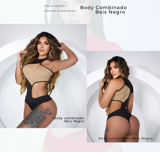 Body Combinado Negro y Beis
