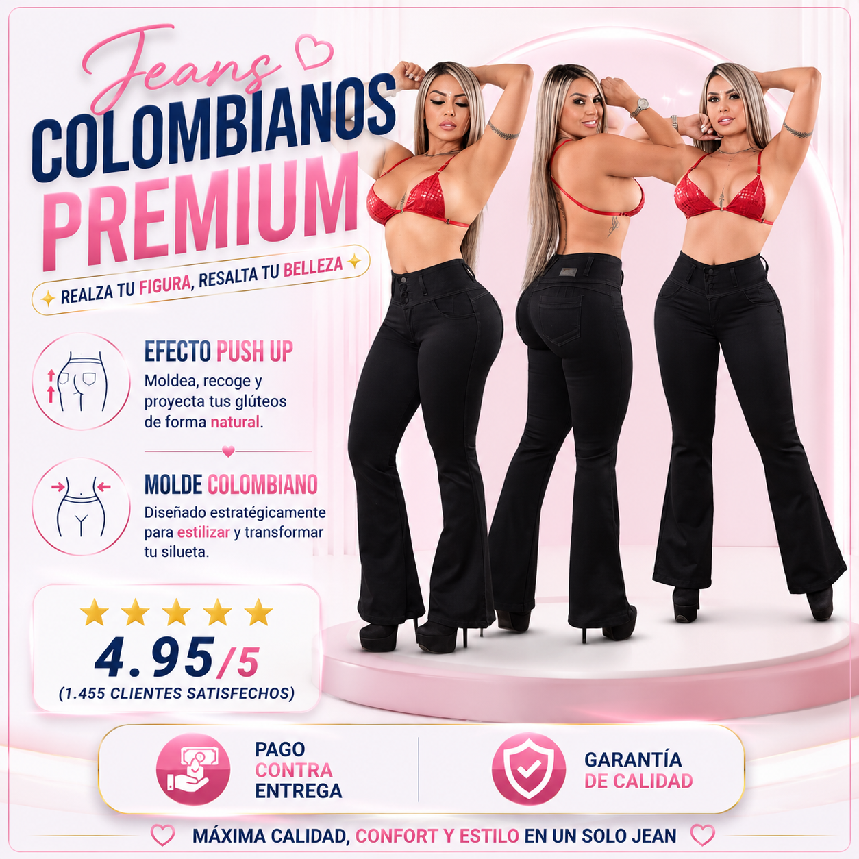 Jeans Levanta Cola Bota Campana Ref 370