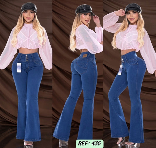 Jeans Levanta Cola Bota Campana Ref 435