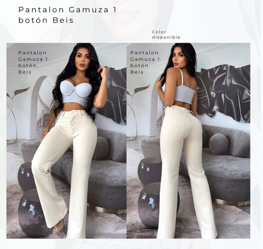 Pantalon Gamuza 1 Botón Beis
