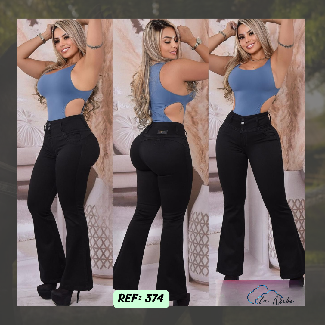 Jeans Levanta Cola Bota Campana Ref 374