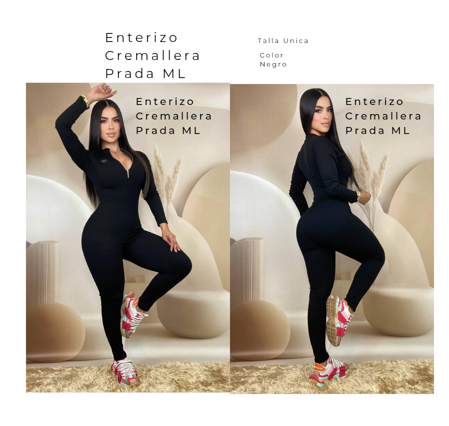 Enterizo  cremallera Prada ML Negro