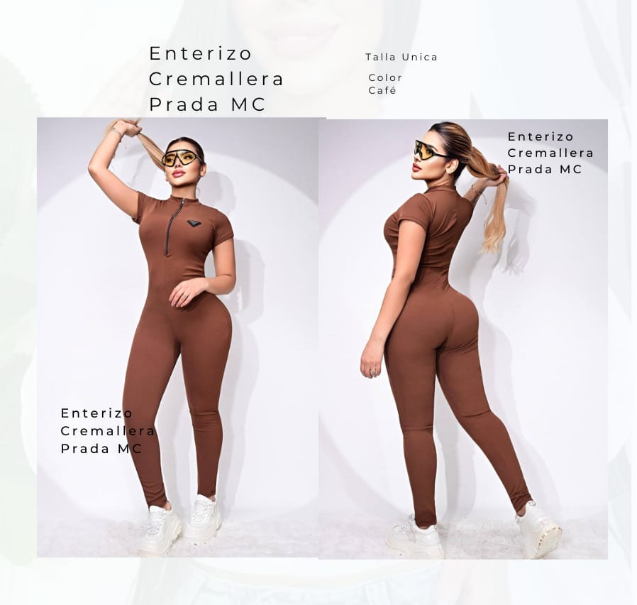 Enterizo Cremallera Prada MC Café