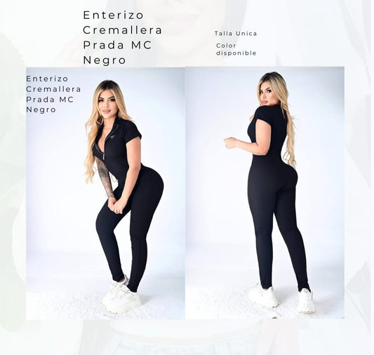 Enterizo Cremallera Prada MC Negro