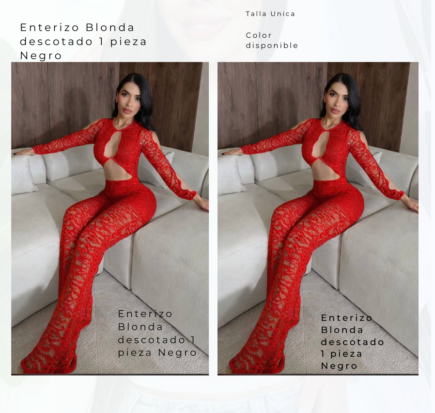 Enterizo Blonda Descotado 1 Pieza Rojo