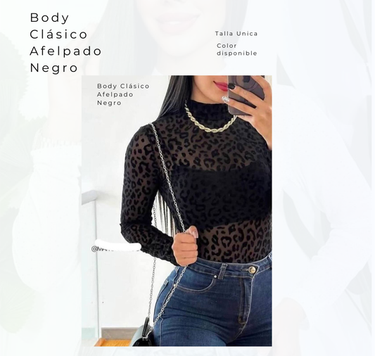 Body Clasico Afelpado Negro