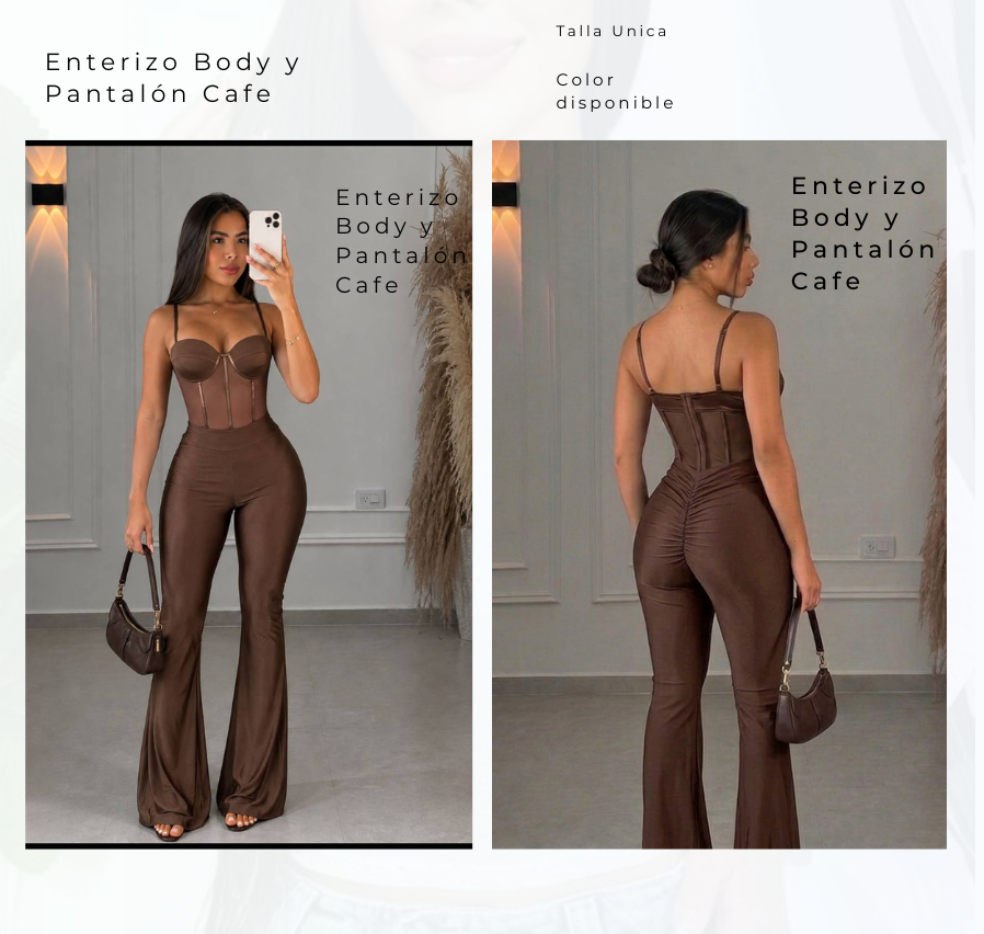 Enterizo Body y Pantalon Café