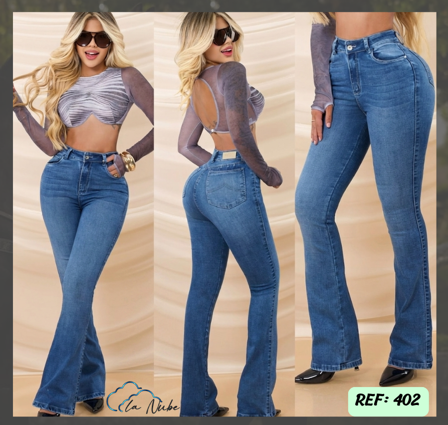 Jeans Levanta Cola Bota Campana Ref 402