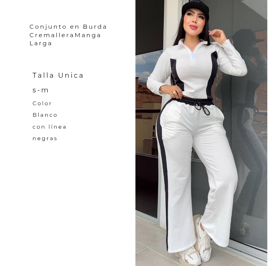 Conjunto en Burda Cremallera Blanco con lineas Negras