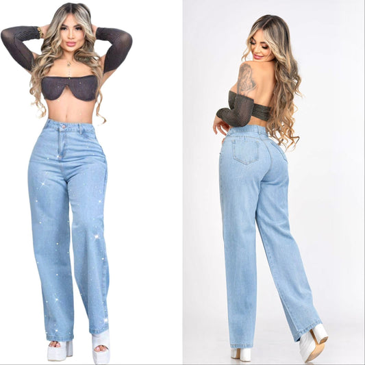 Jeans Celeste Colombiano  Ref 302 Piedreria