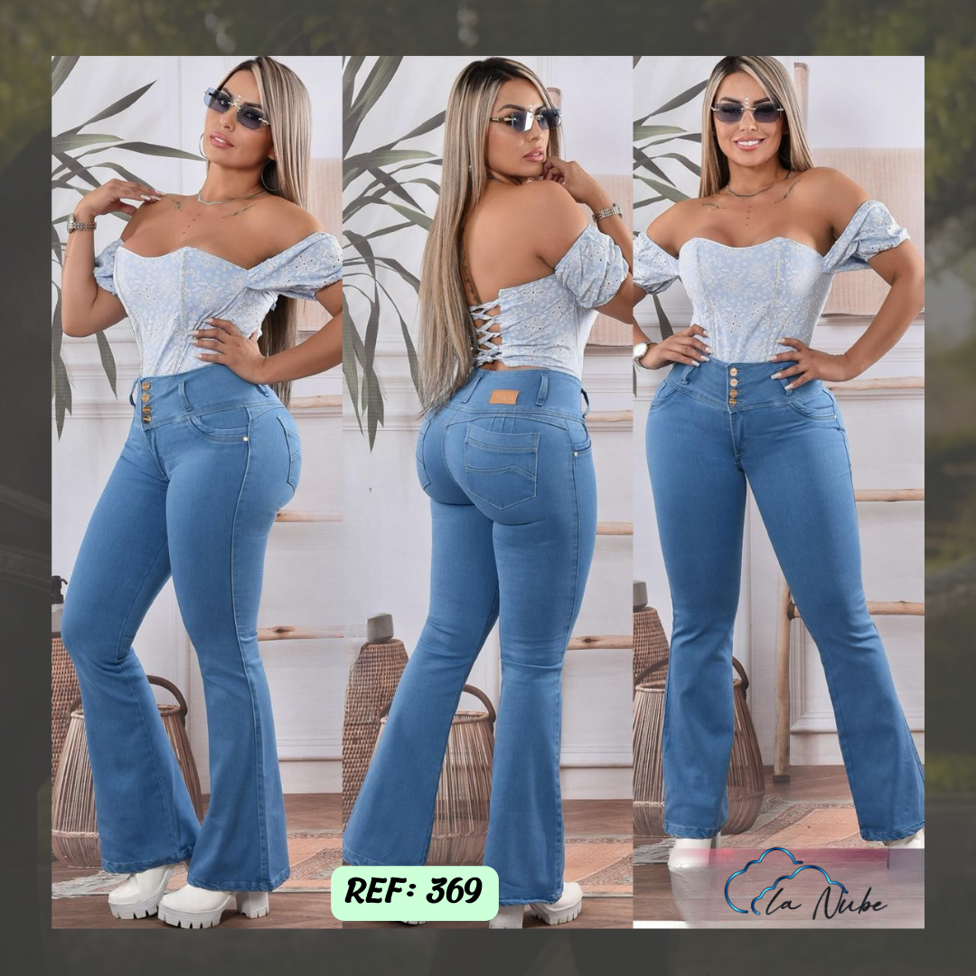 Jeans Levanta Cola Bota Campana Ref 369