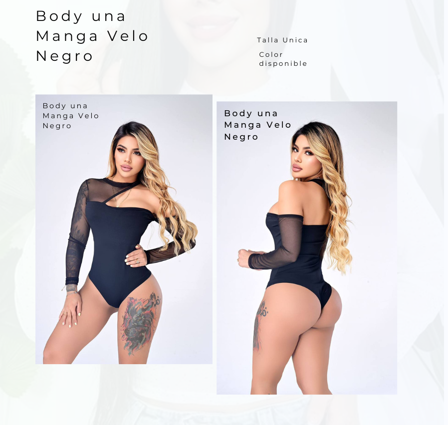 Body Una Manga Velo Negro