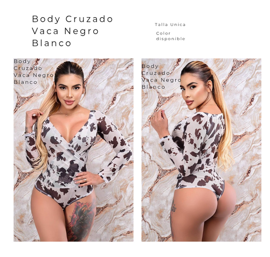 Body Cruzado Vaca Blanco y Negro