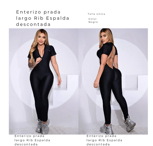 Enterizo Prada Largo Rib Espalda descotada