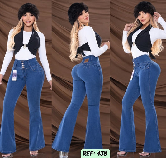 Jeans Levanta Cola Bota Campana Ref 438