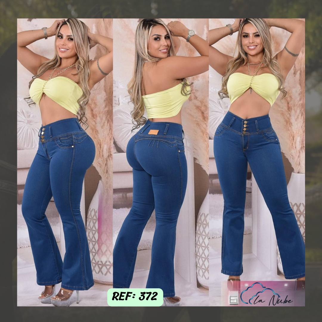 Jeans Levanta Cola Bota Campana Ref 372