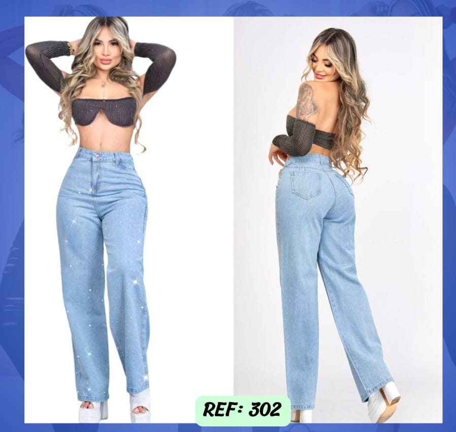 Jeans Celeste Colombiano  Ref 302 Piedreria