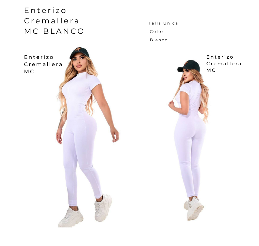 Enterizo Cremallera MC Blanco