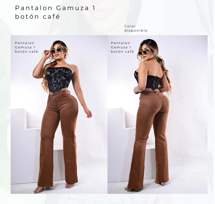 Pantalon Gamuza 1 Botón Café
