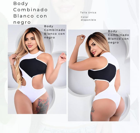 Body Combinado Blanco con Negro