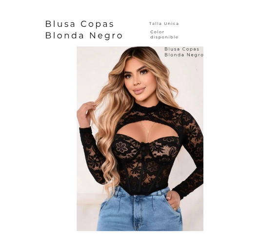 Blusa Copas Blonda Negro