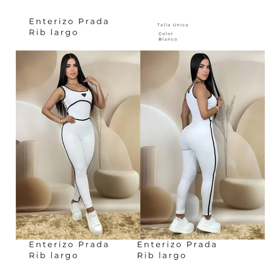 Enterizo Prada Rib Largo Blanco