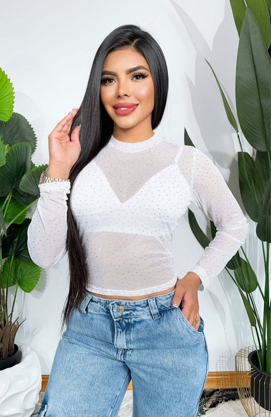 Blusa Clásica con Piedreria