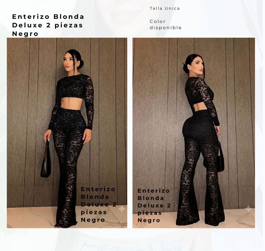 Enterizo Blonda Deluxe 2 piezas Negro