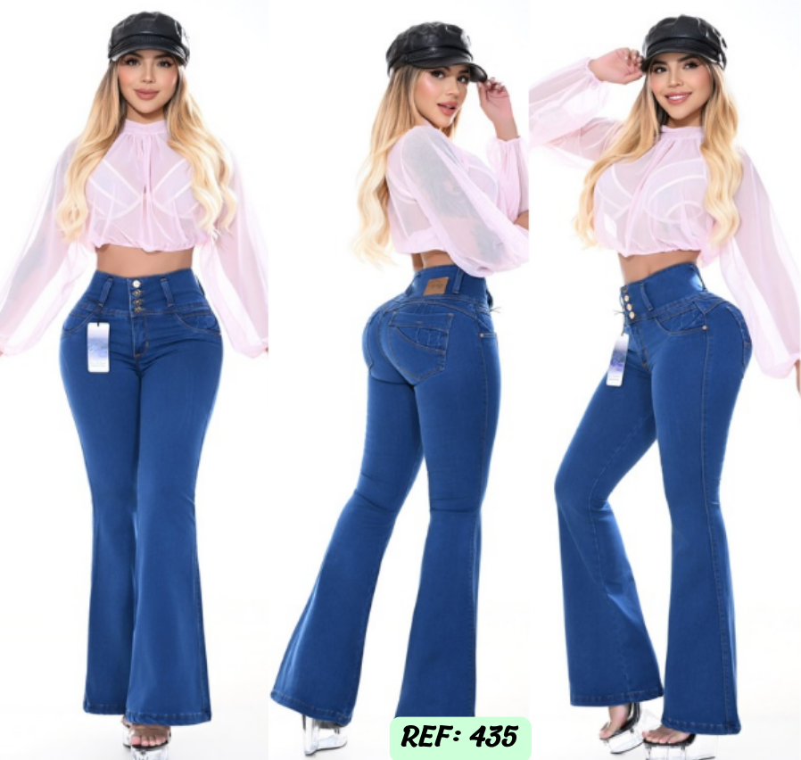 Jeans Levanta Cola Bota Campana Ref 435