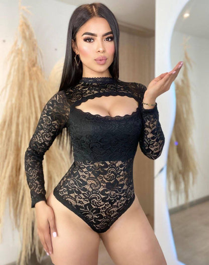 Body Blonda Manga Larga Negro