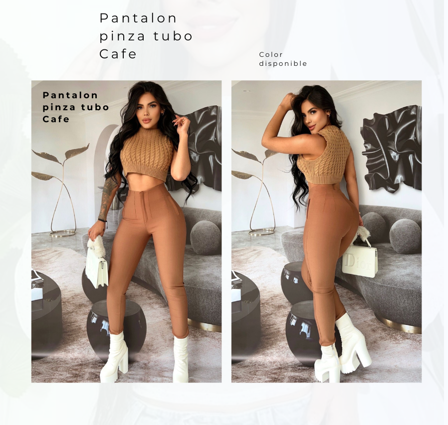 Pantalon Pinza Tubo Café