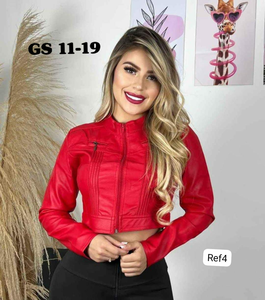 Chaqueta tipo cuerina Roja
