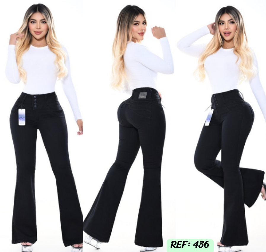 Jeans Levanta Cola Bota Campana Ref 436
