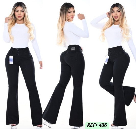 Jeans Levanta Cola Bota Campana Ref 436
