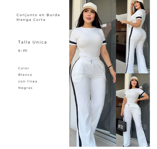 Conjunto en Burda MC Blanco con lineas Negras